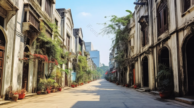 空无一人的历史感老街区,高清,摄影图,摄影图片,图片大全,摄影图免费下载